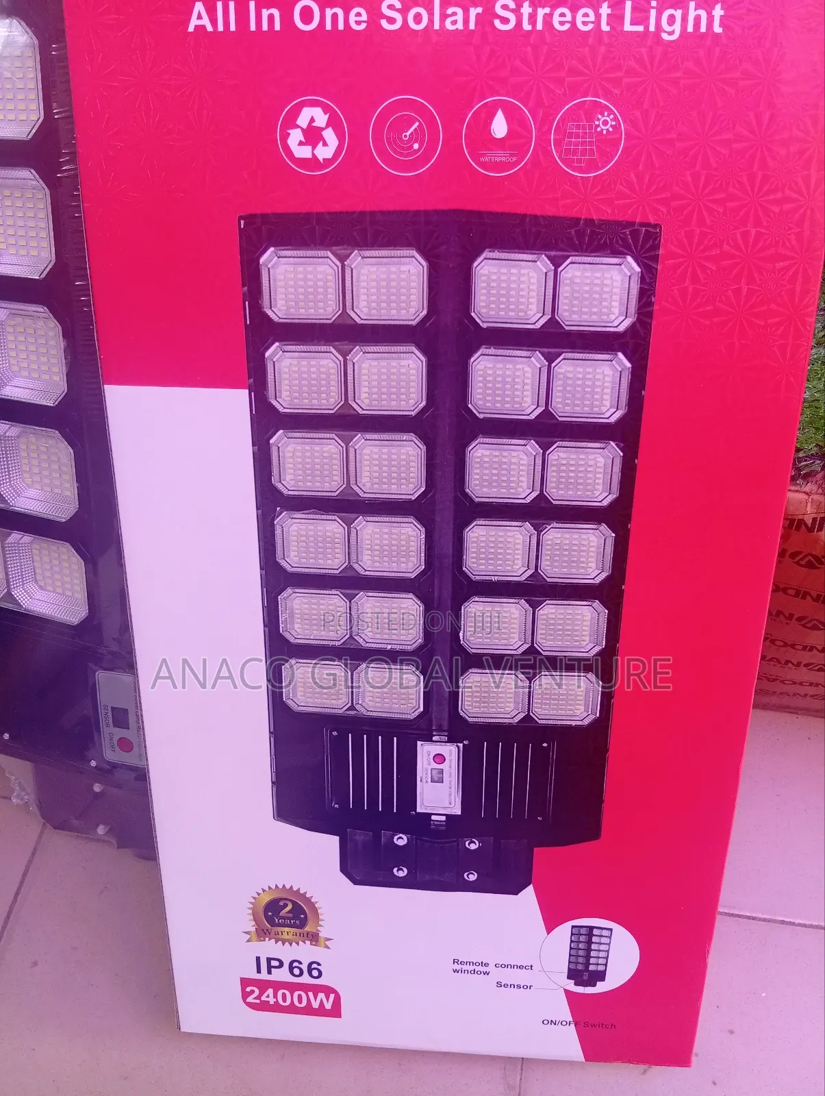2400w All in One Solar Street Light Black Body 2 Years Warranty