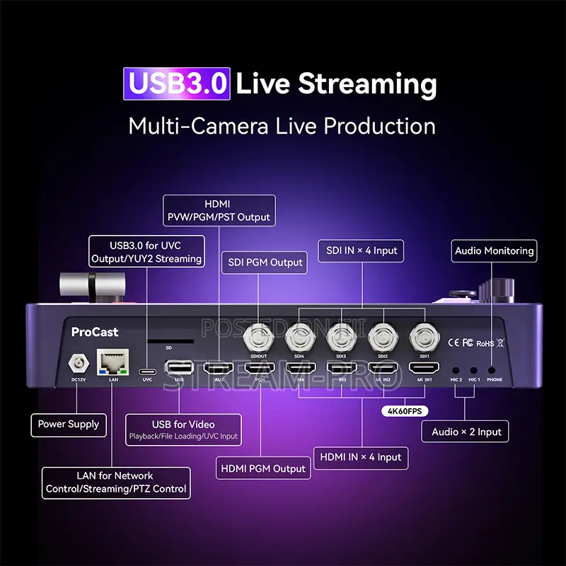 Tenveo Tevo-Pc500 Broadcast Control Keyboard Video Mixer Switcher