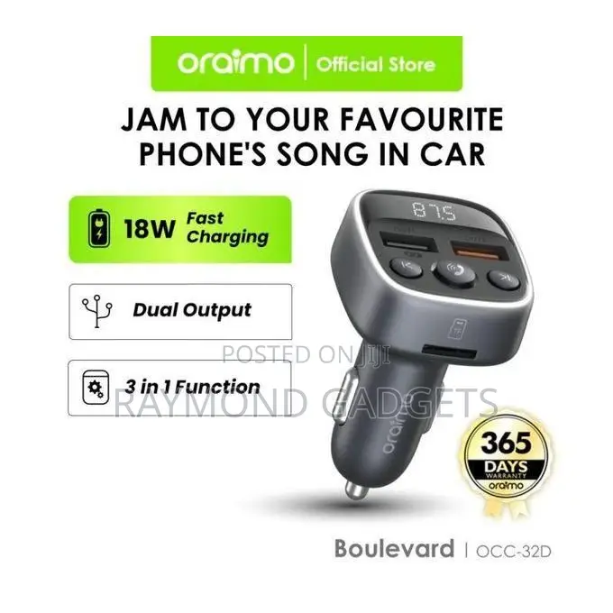 Oraimo Occ-32d 18w Car Charger + Fm Transmitter