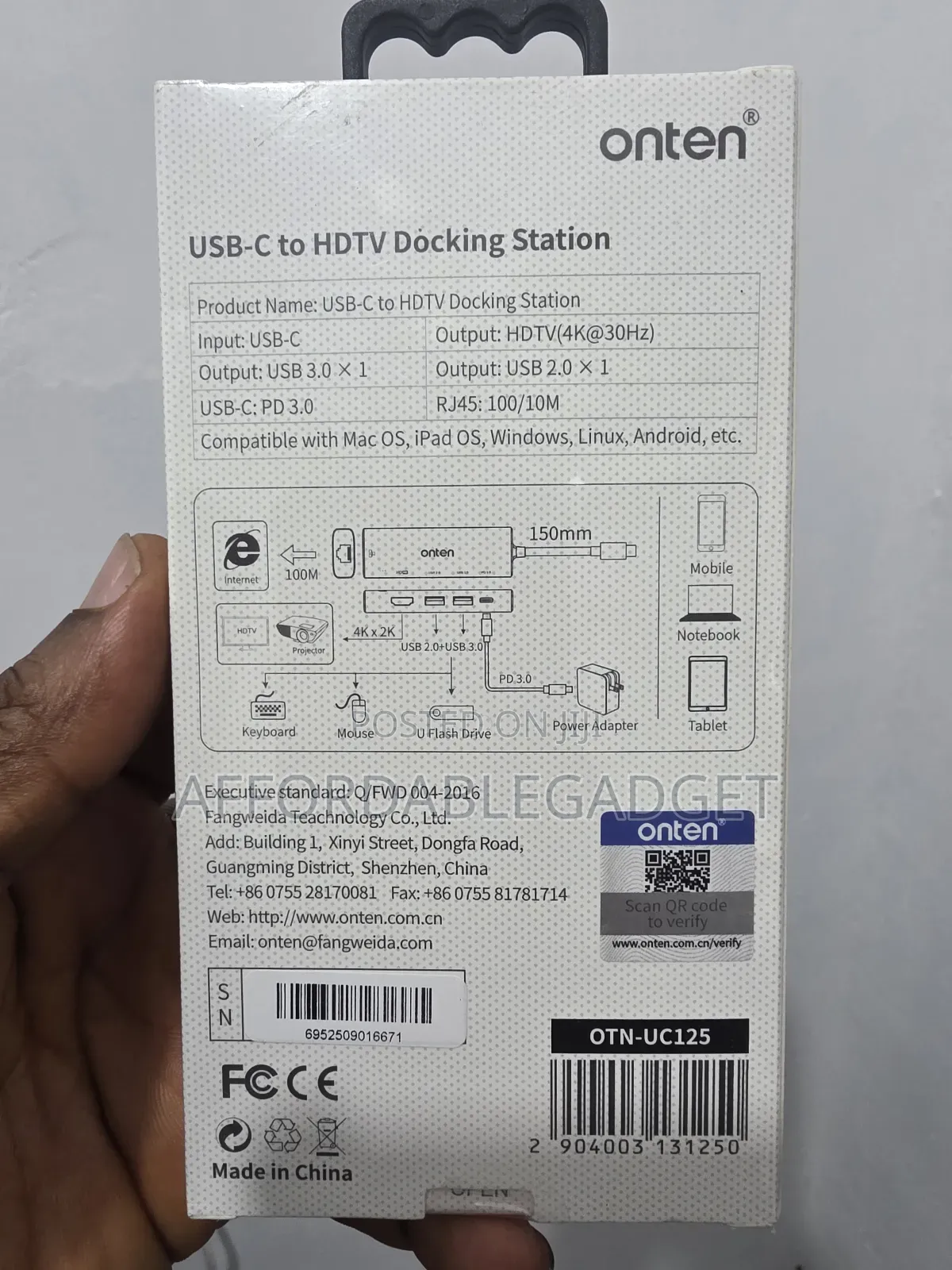 Onten Usb C to HDTV Docking Station Rj45 5gbps