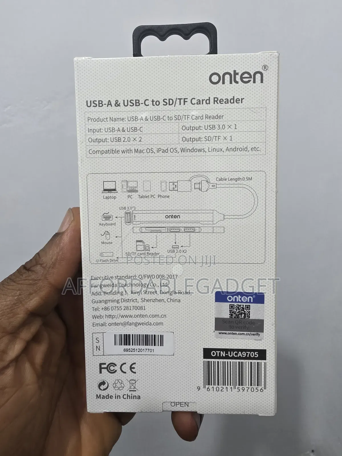 Usb a Usb C to Sd/Tf Card Reader With 3 Port Hub