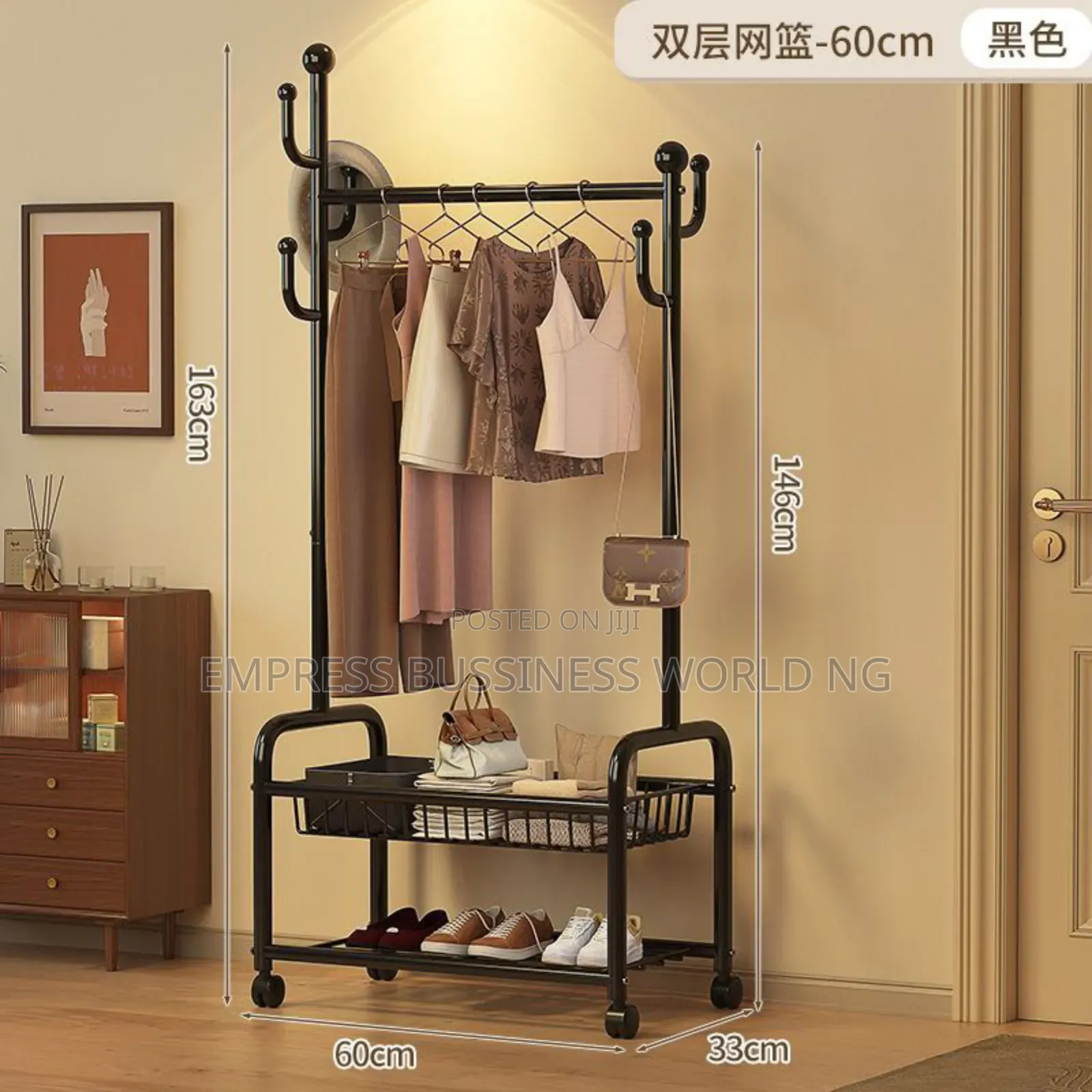 2 Layer Free Standing Rack/ Organizer-80cm-White and Black