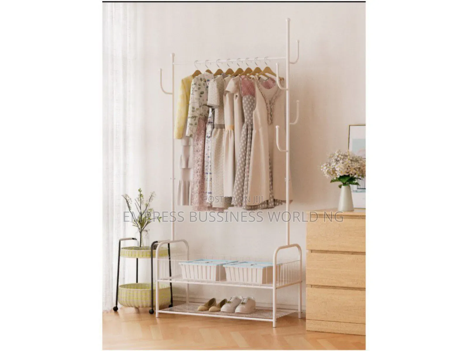 2 Layer Free Standing Rack/ Organizer-80cm-White and Black