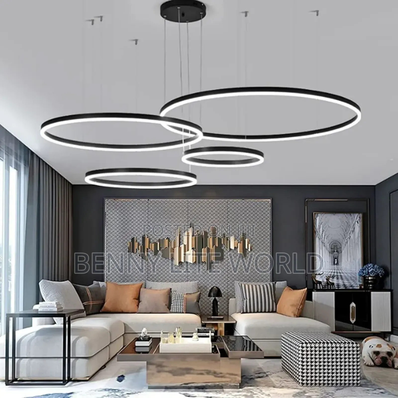 Modern Led Chandelier, Dimmable Remote Control Metal Acrylic Led Light