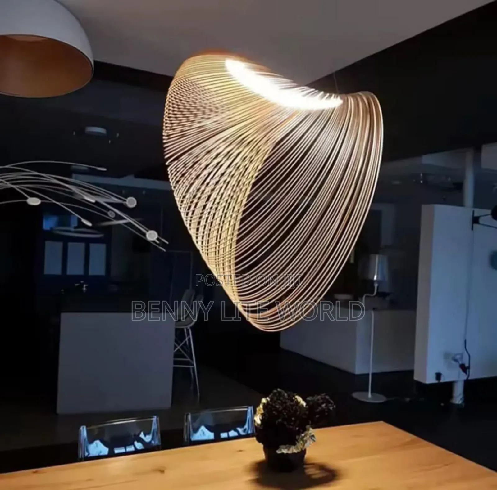 Led Wooden Bird's Nest Pendant Light Adjustable Height Chandelier