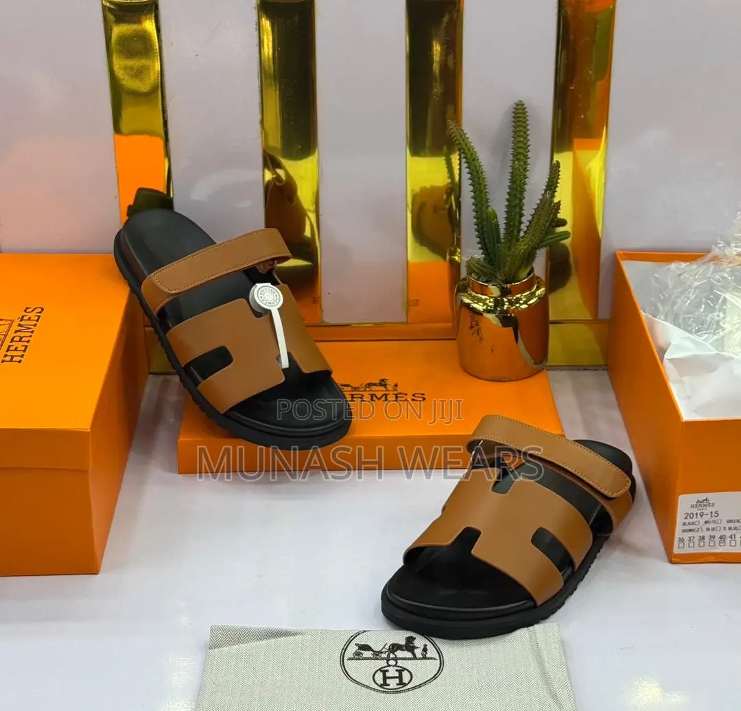 Hermes Classic Leather Slipers For Men 40-46