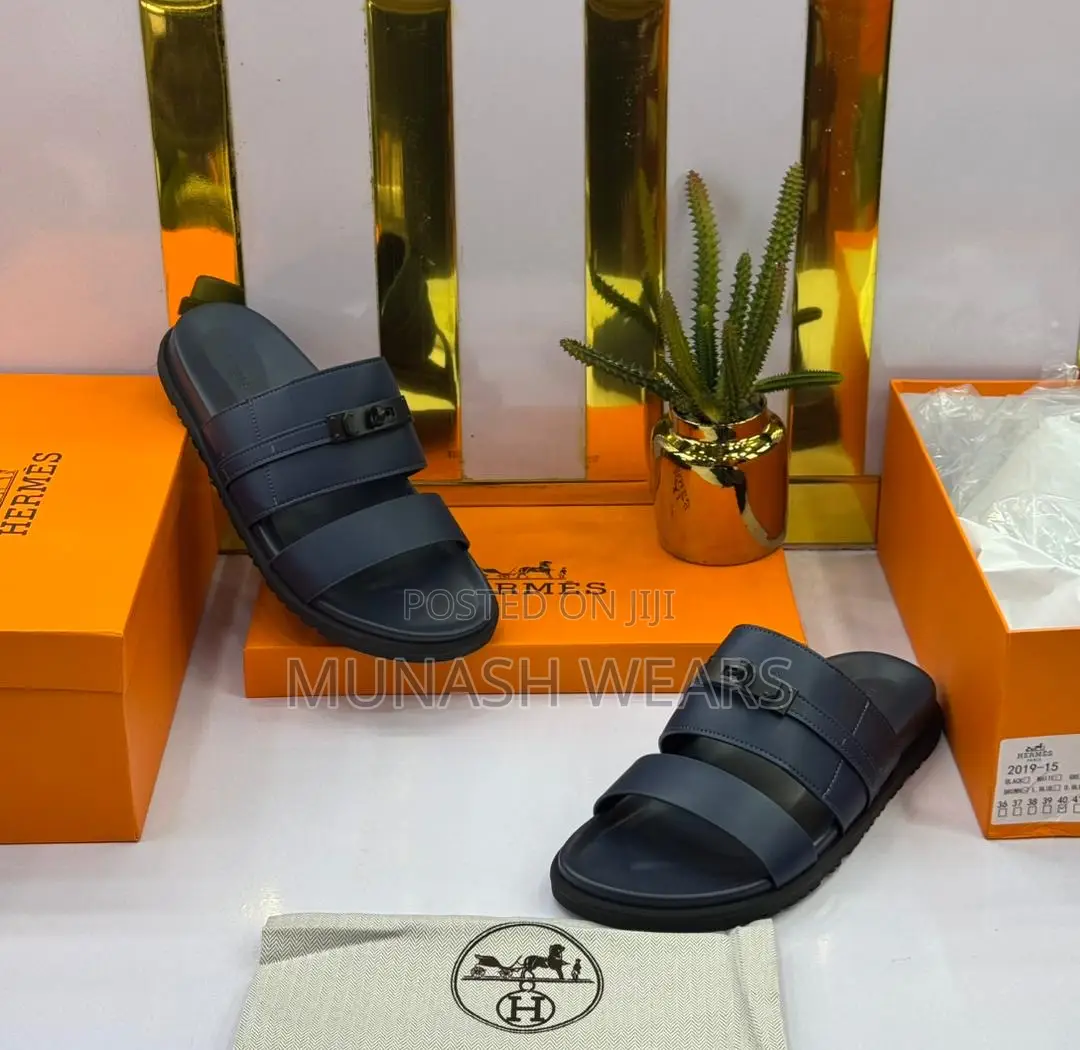 Hermes Classic Leather Slipers For Men 40-46