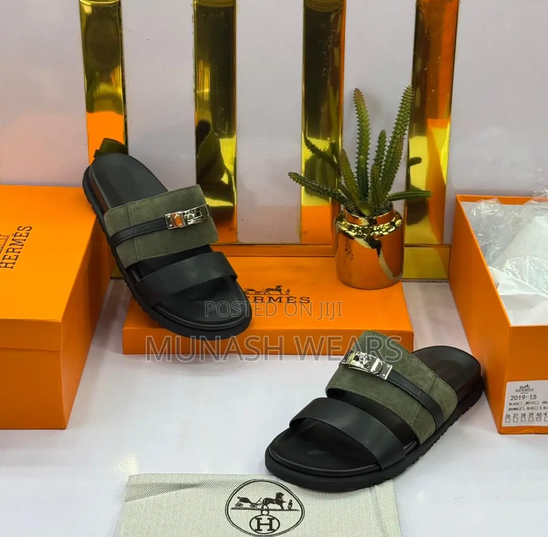 Hermes Classic Leather Slipers For Men 40-46
