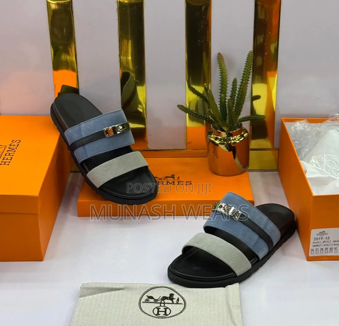 Hermes Classic Leather Slipers For Men 40-46
