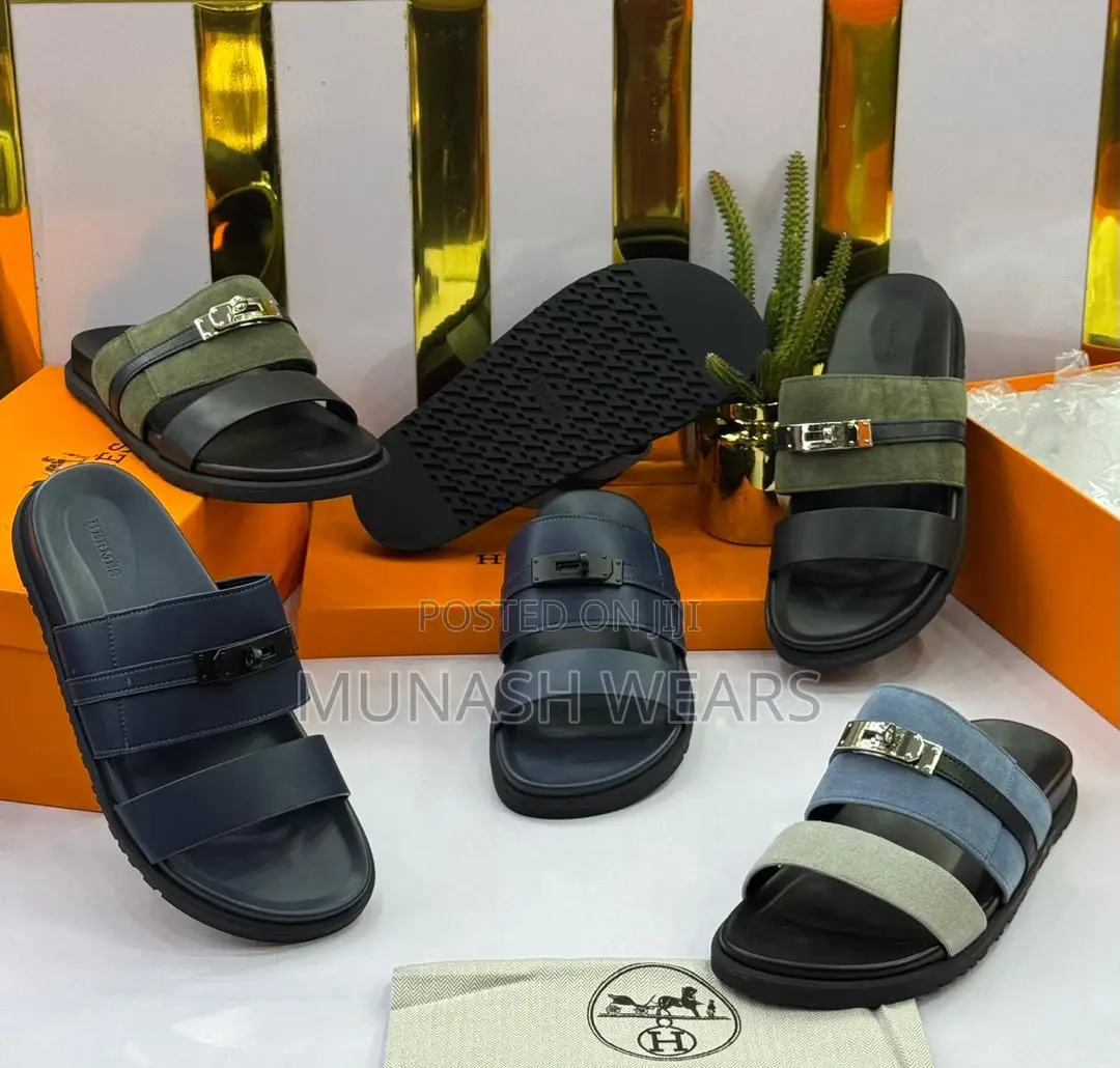 Hermes Classic Leather Slipers For Men 40-46