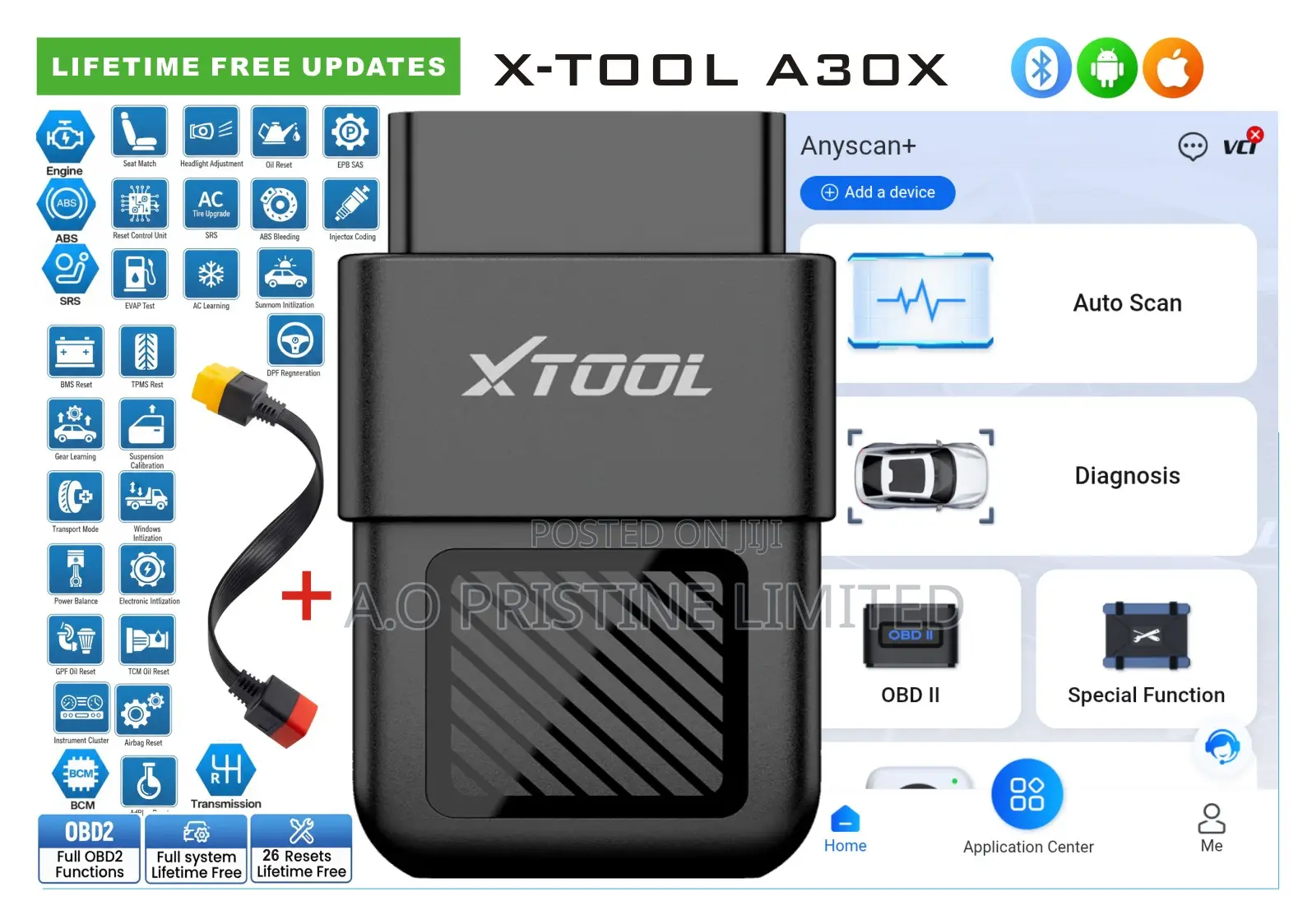 Xtool A30x Car Scanner With Obd Extension Cable Lifetime Free Update