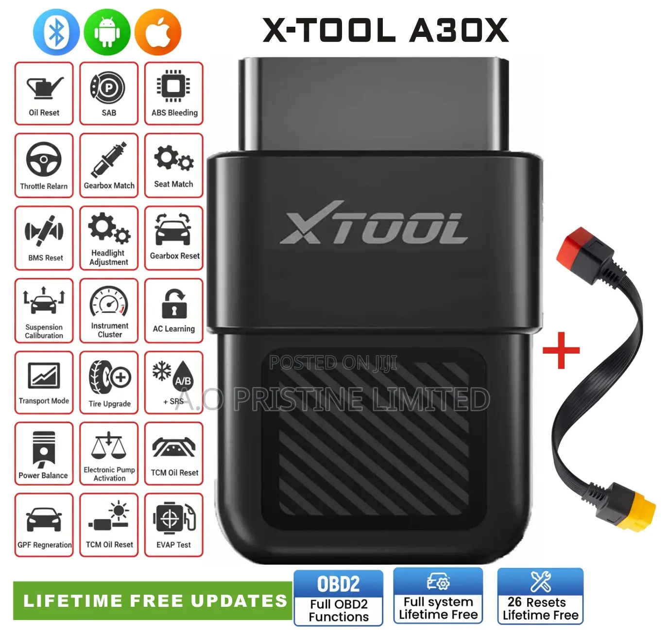 Xtool A30x Car Scanner With Obd Extension Cable Lifetime Free Update