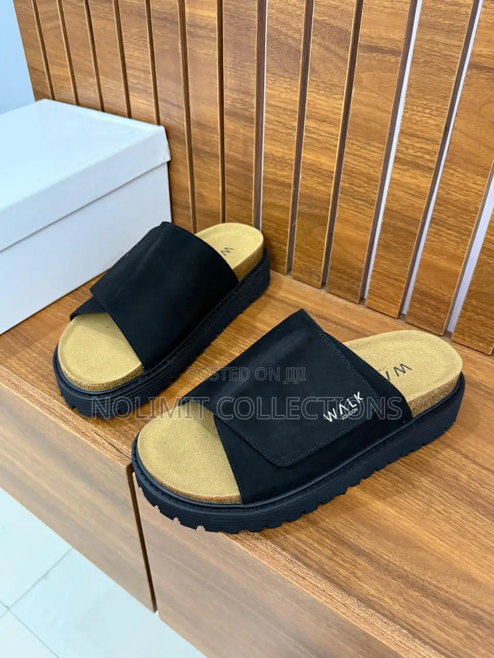 Walk London Suede Leather Platform Slides