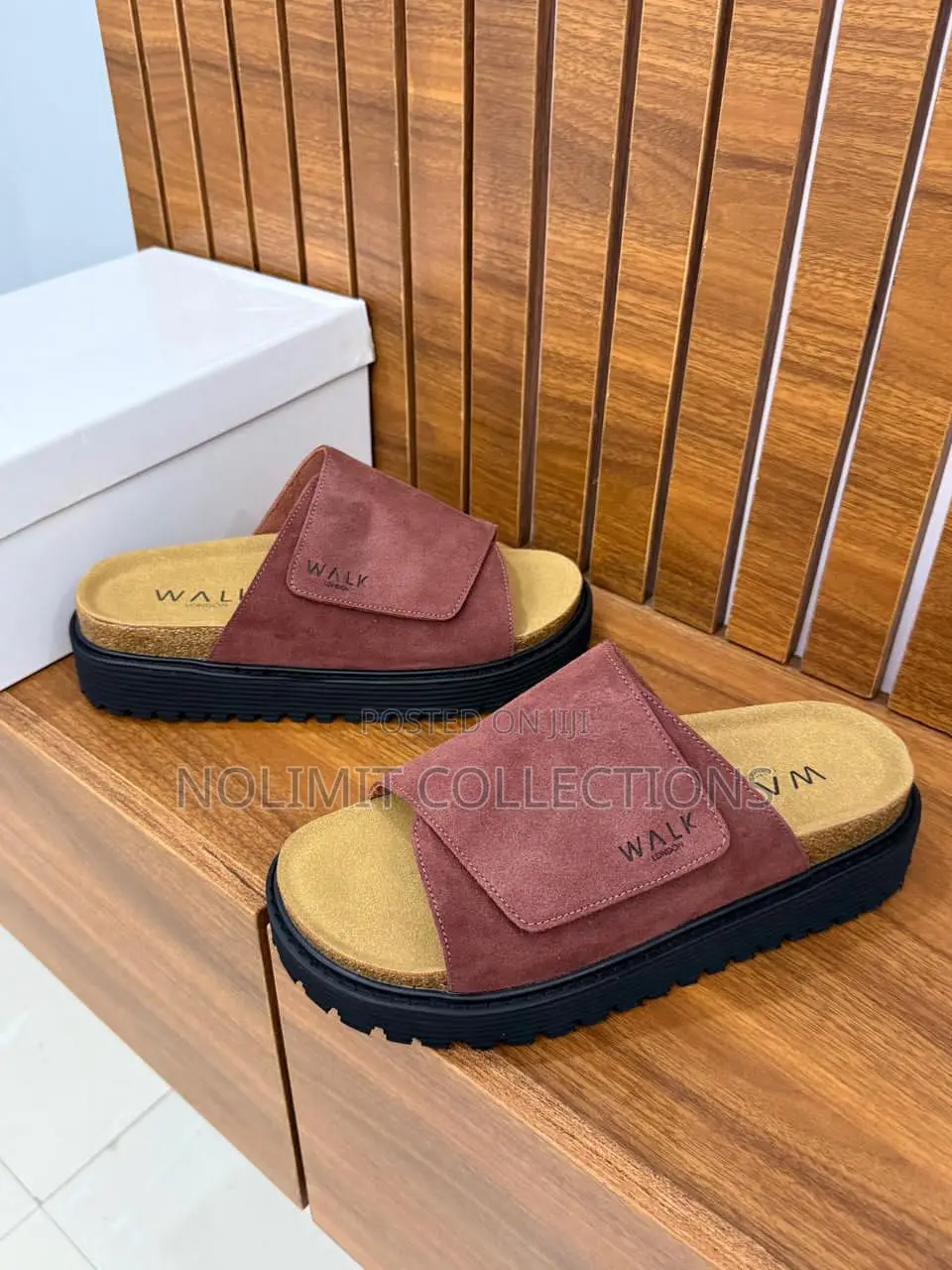 Walk London Suede Leather Platform Slides