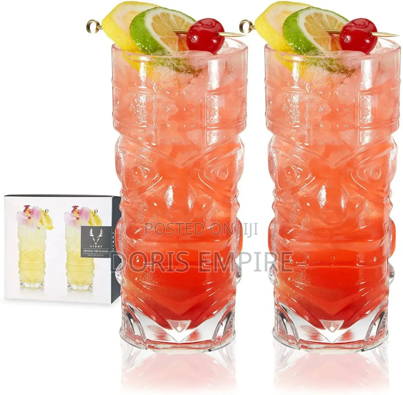 Transparent Crystal Tiki Style, Beer, Cocktail Water Glass.