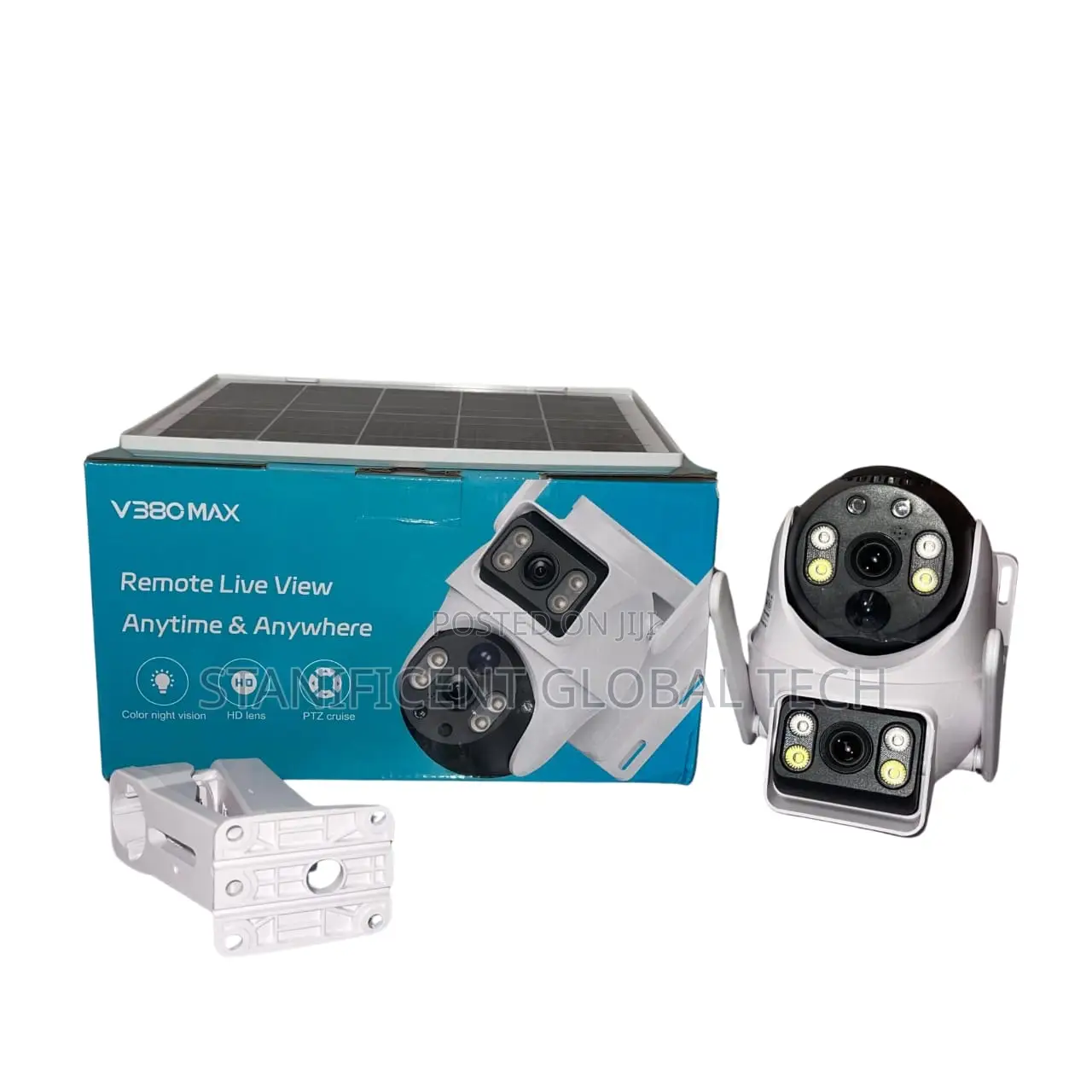 V380 Max B9 4g Dual Lens Solar PTZ Mini Outdoor Camera (White)