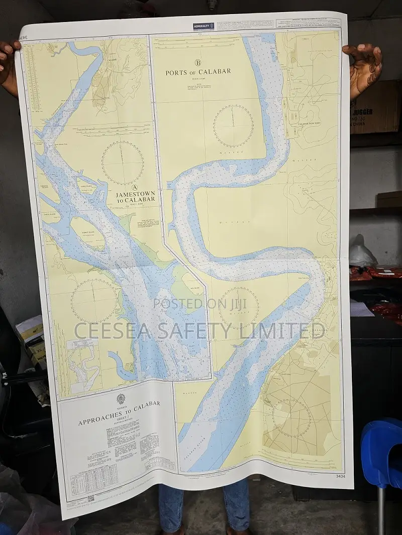 British Admiralty Nautical Chart 3434 Approaches To Calabar Sheet 2