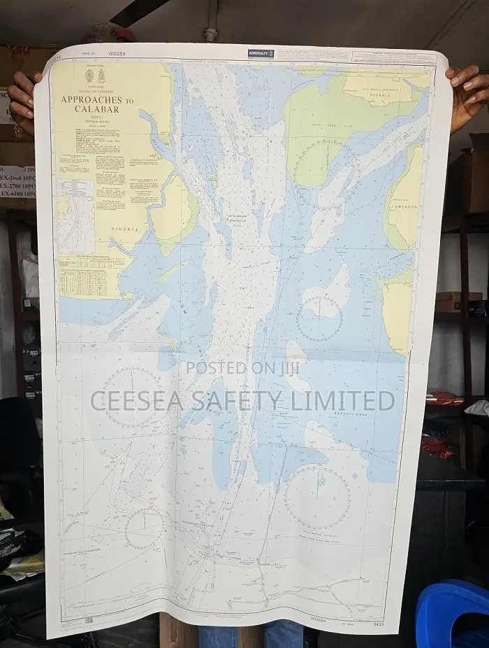 British Admiralty Nautical Chart 3433 Approaches To Calabar Sheet 1