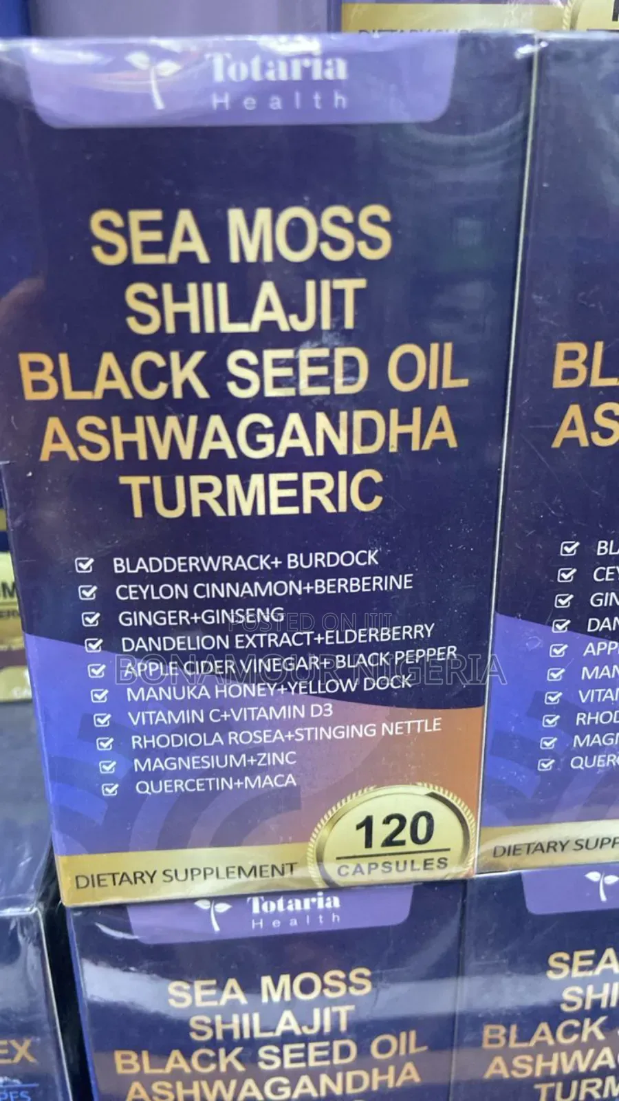 Totaria Sea Moss, Shilajit,Black Seed Oil,Turmeric X 120 Capsules