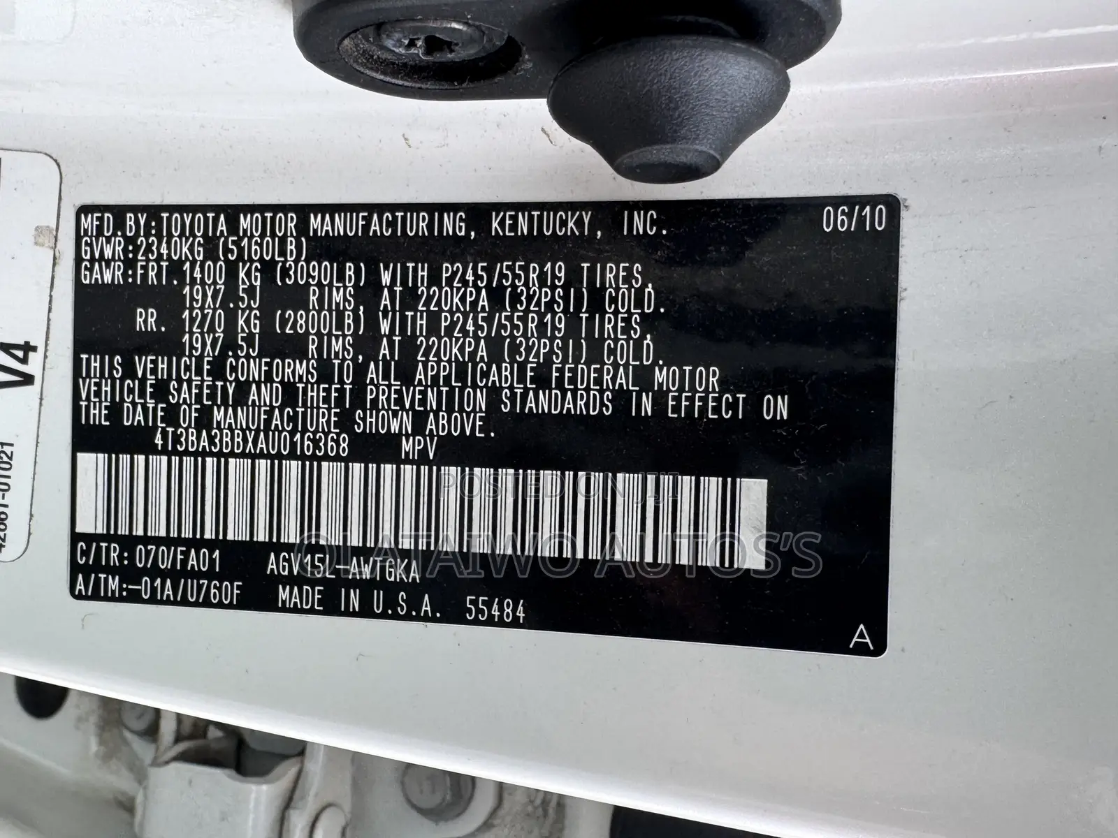 Toyota Venza Limited 2010 White