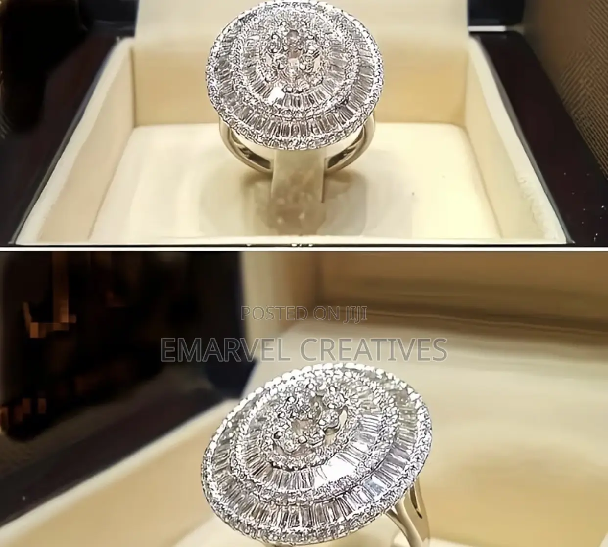 Luxury Creative Girl's Ring, White Round Imitation Ring, Romantic