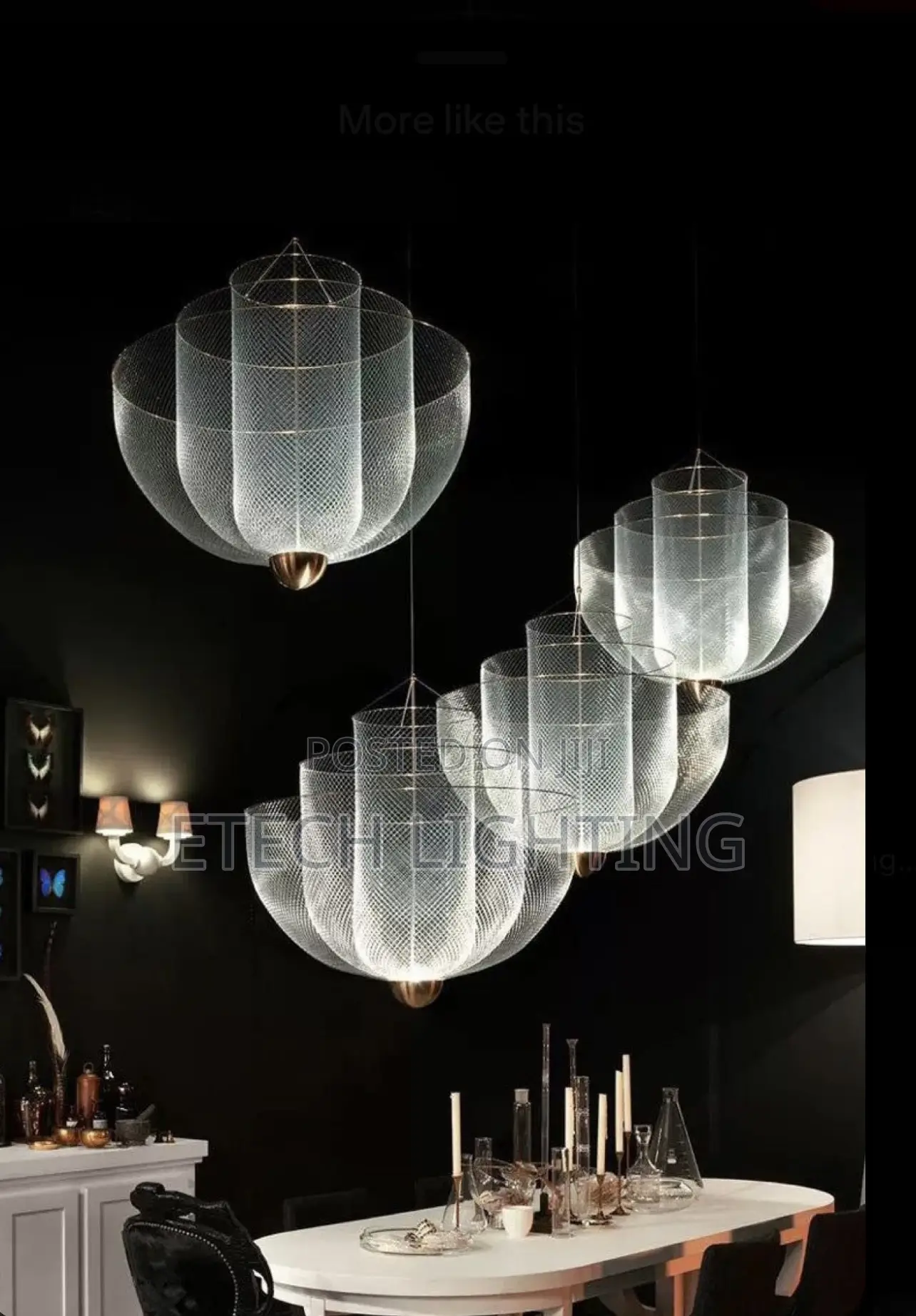 Post Modern Luxury Grid Art Led Pendant Chandelier Light
