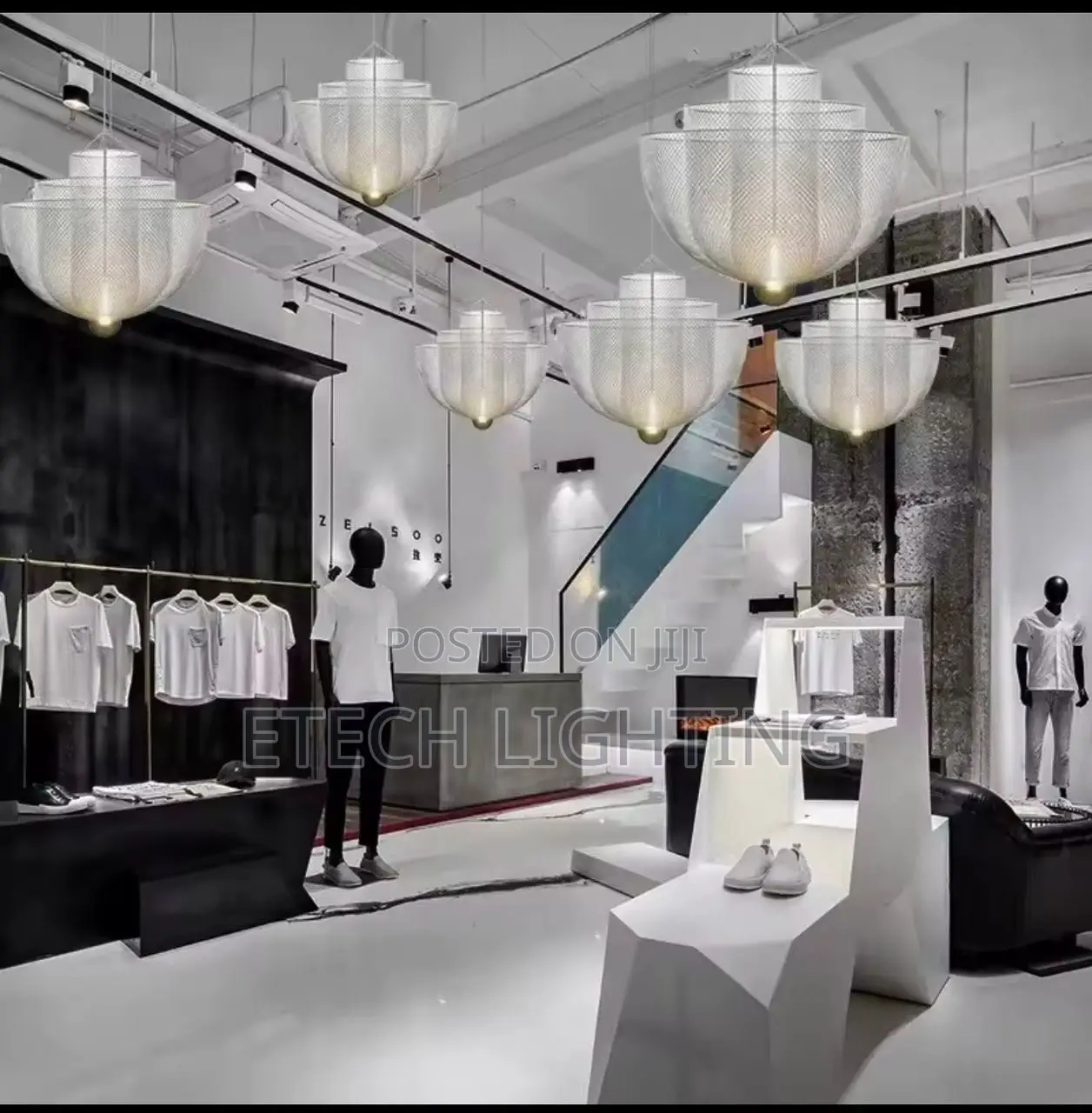 Post Modern Luxury Grid Art Led Pendant Chandelier Light