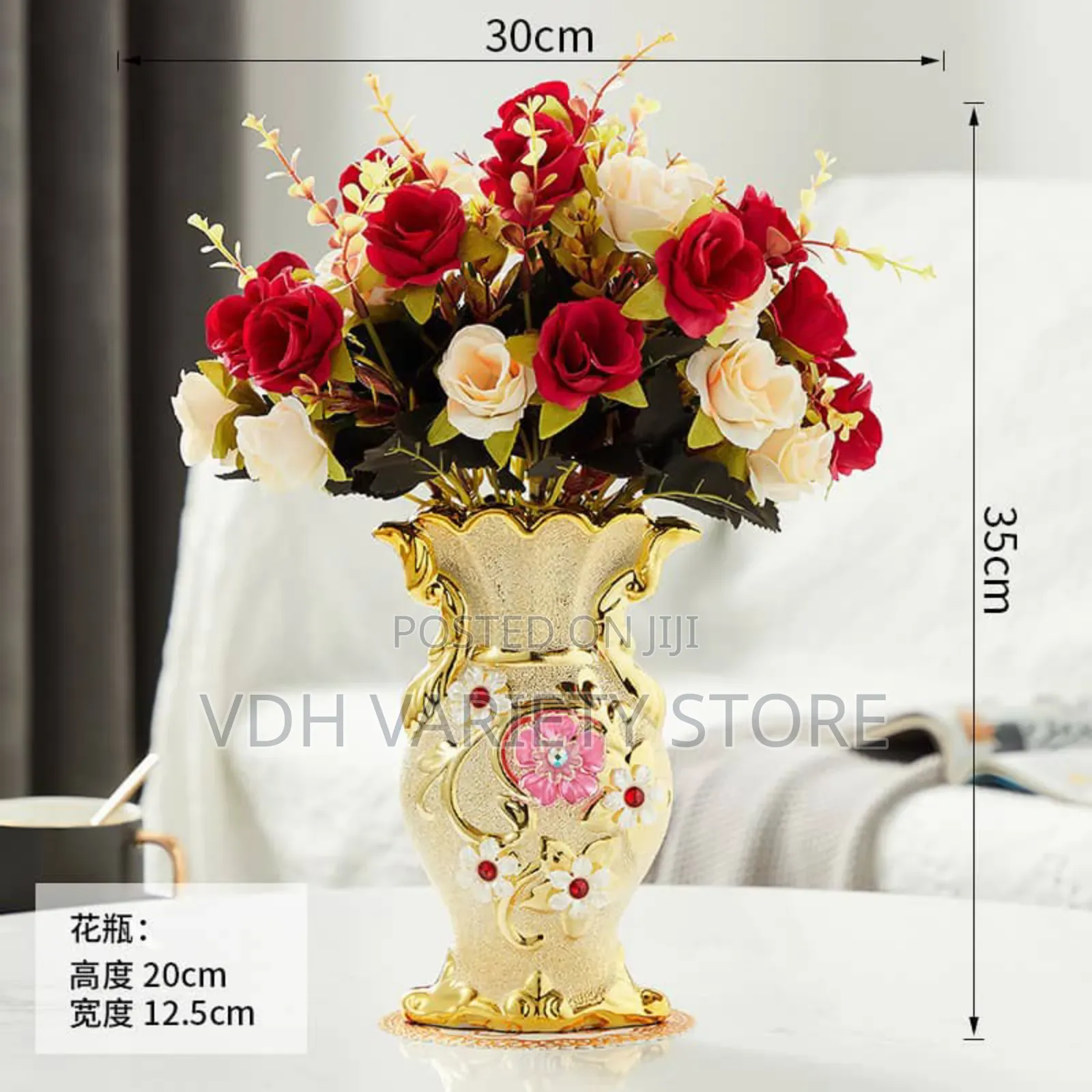 Ceramic Flower Vase With Artificial Flowers