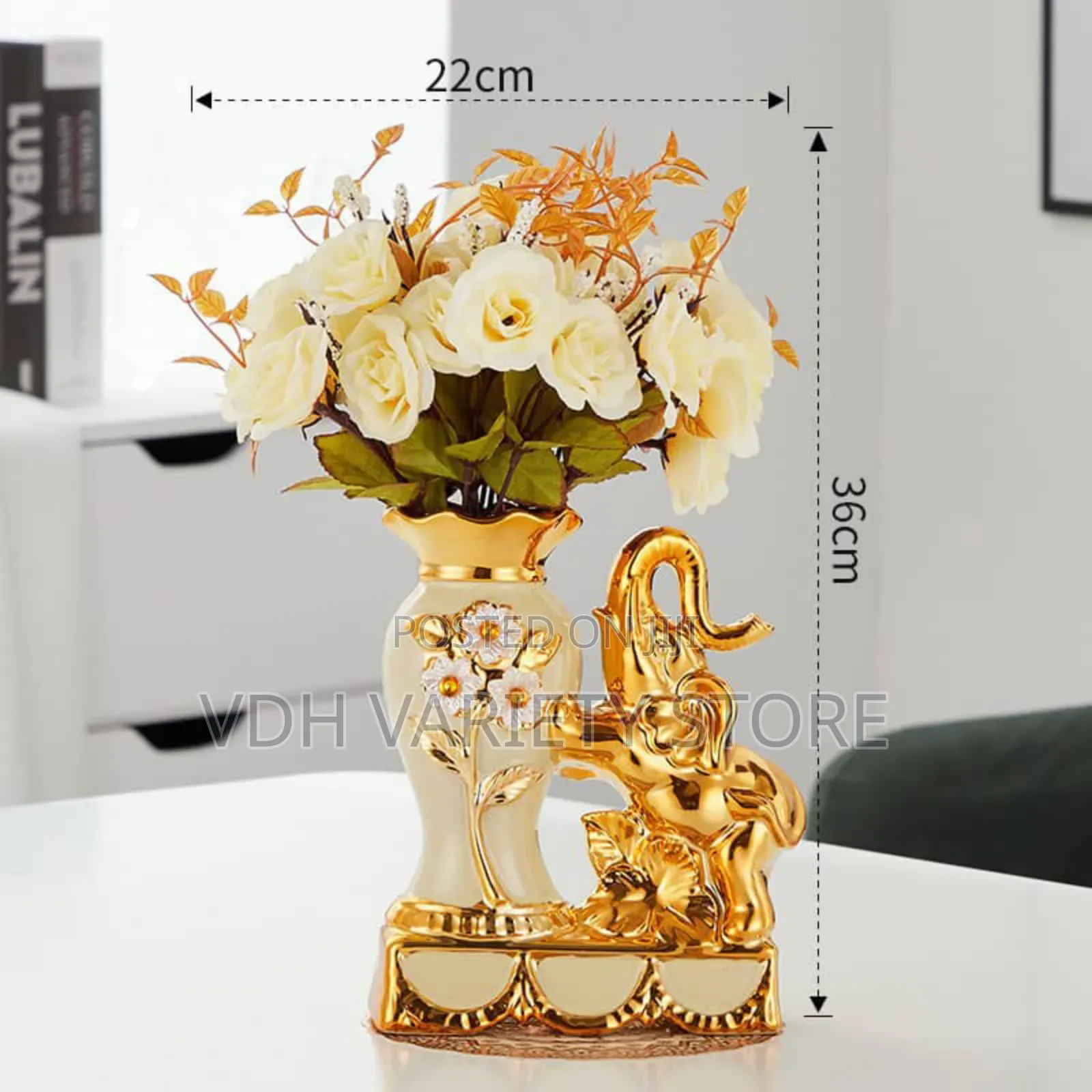 Ceramic Flower Vase With Artificial Flowers