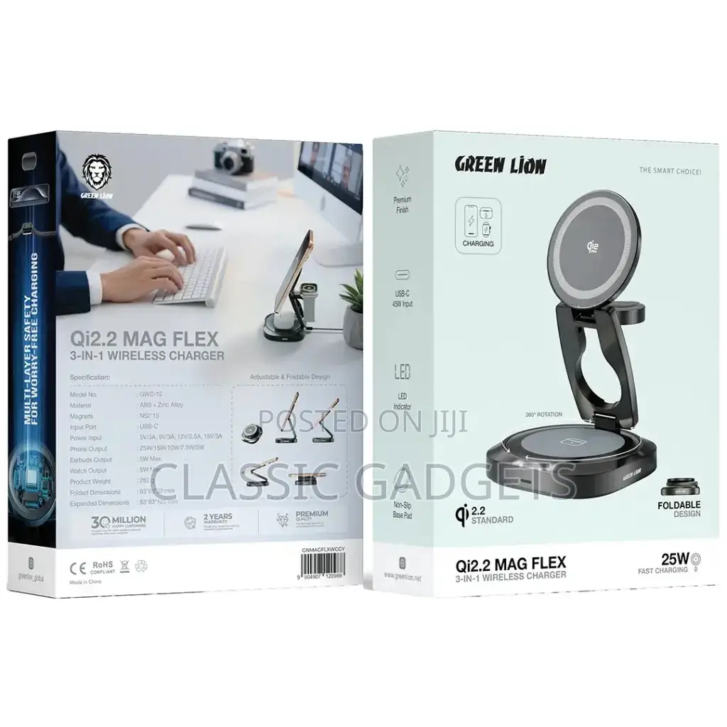 Green Lion Qi2.2 Tri-Charge 25w Fast Wireless Charger