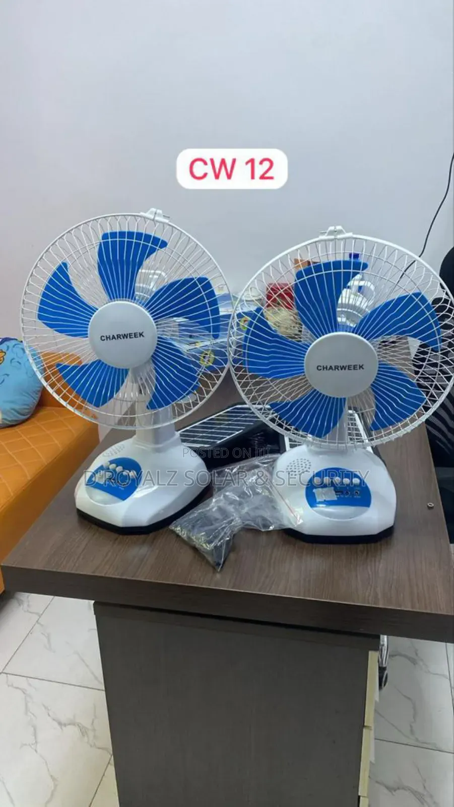 Cw-12 Rechargeable Solar Table Fan – Powerful Long-Lasting