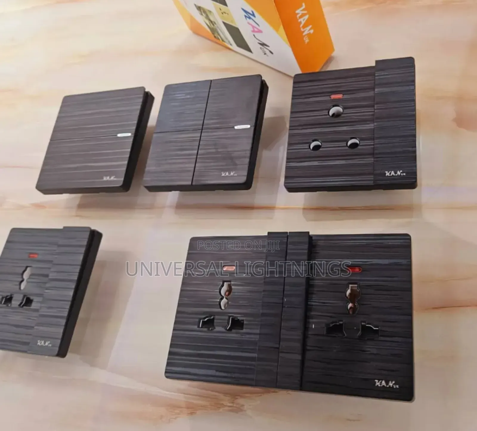 Wooden Black Switches and Sockets