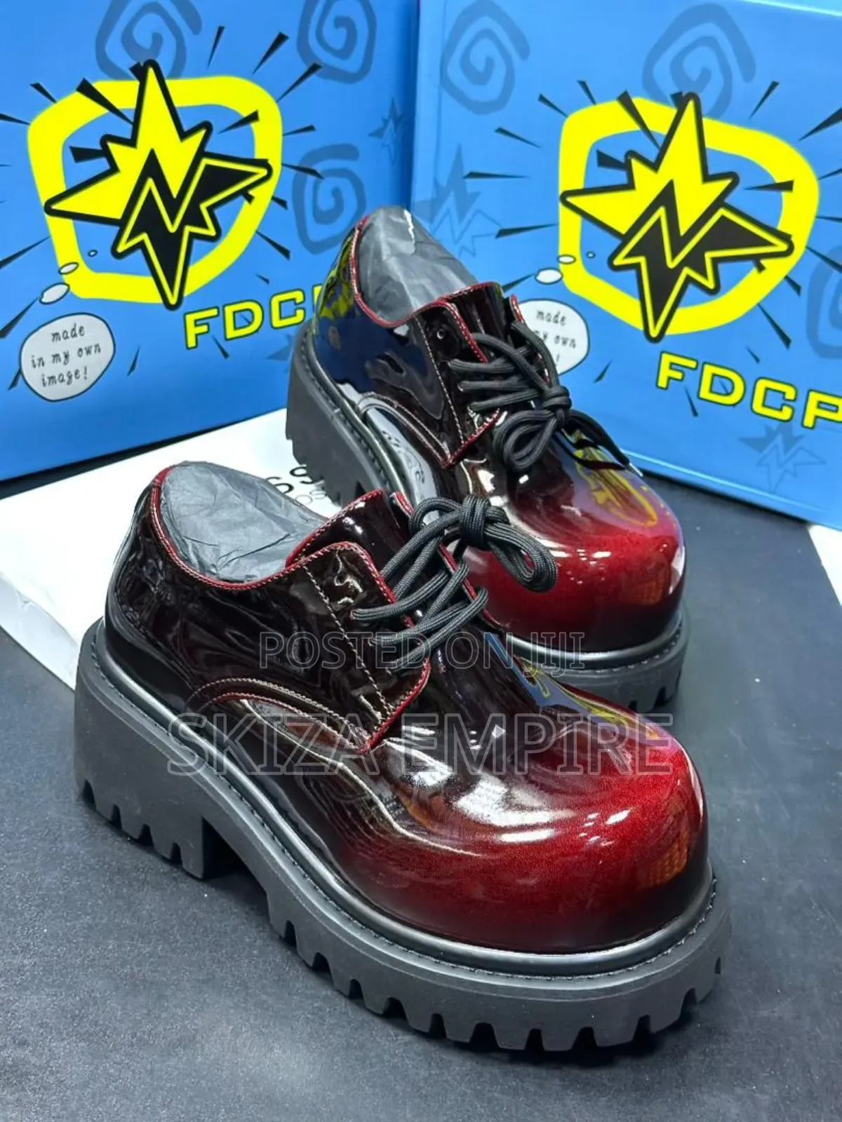 Men's Gradient Patent Leather Chunky Oxford/Derby Shoes