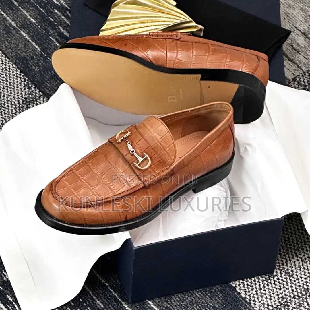 Original Dior Brown Skin Leather Loafers Men’S Shoes