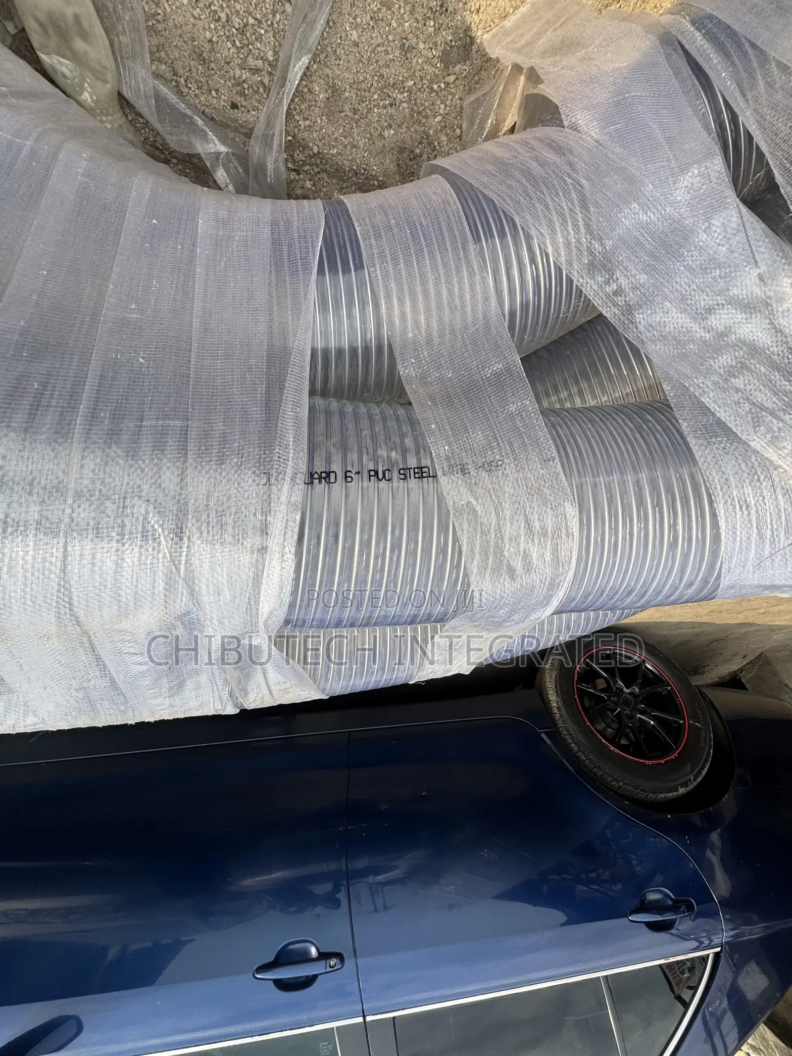 Transparent 6-Inch PVC Steel Wire Reinforced Hose Per Yard