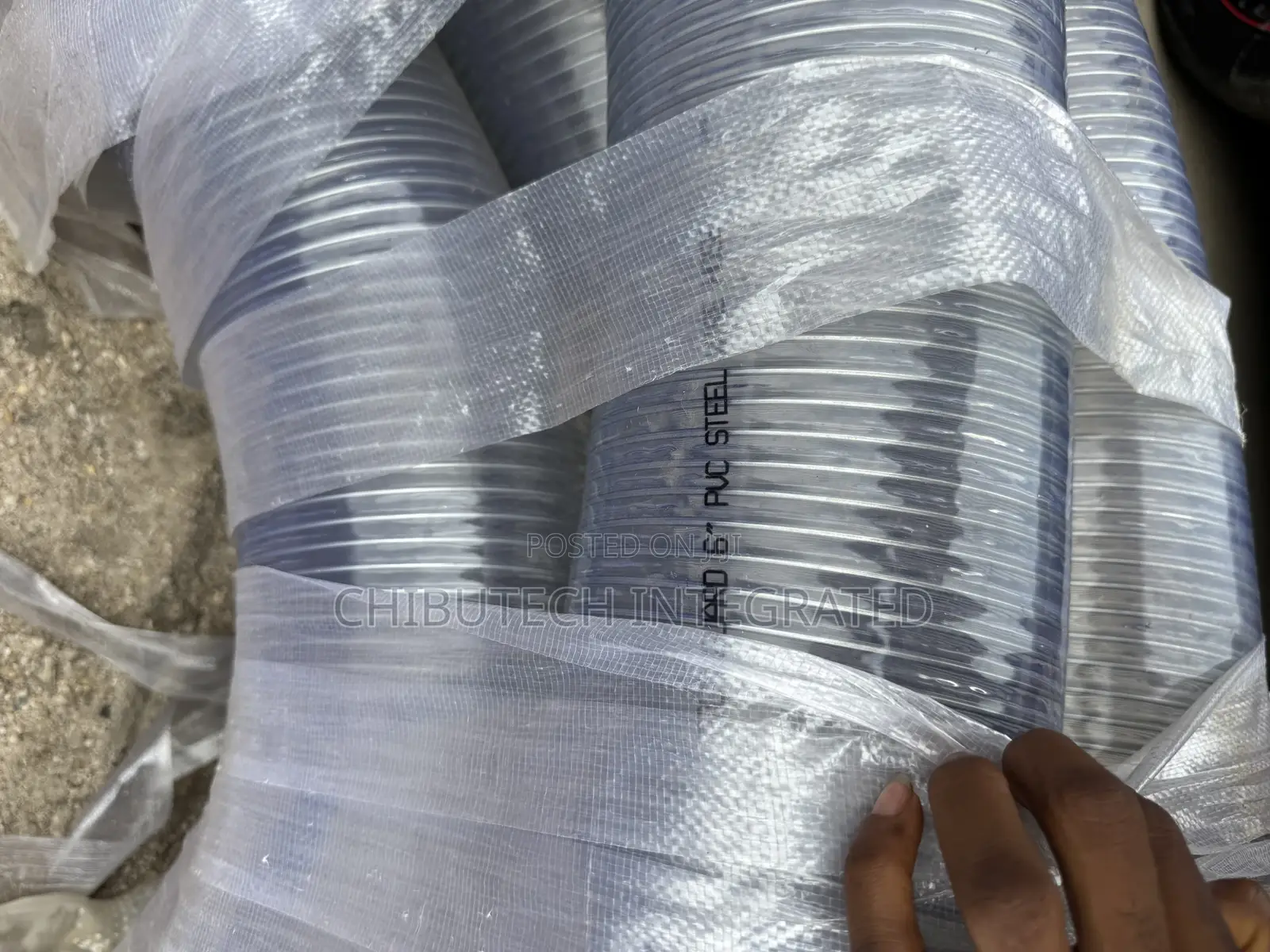 Transparent 6-Inch PVC Steel Wire Reinforced Hose Per Yard