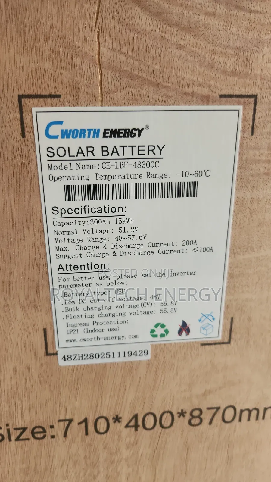 15kwh 51.2v Cworth Energy Lithium Batteries