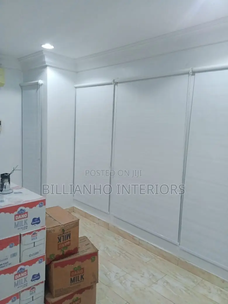 White Open Rail Blackout Roller Blinds