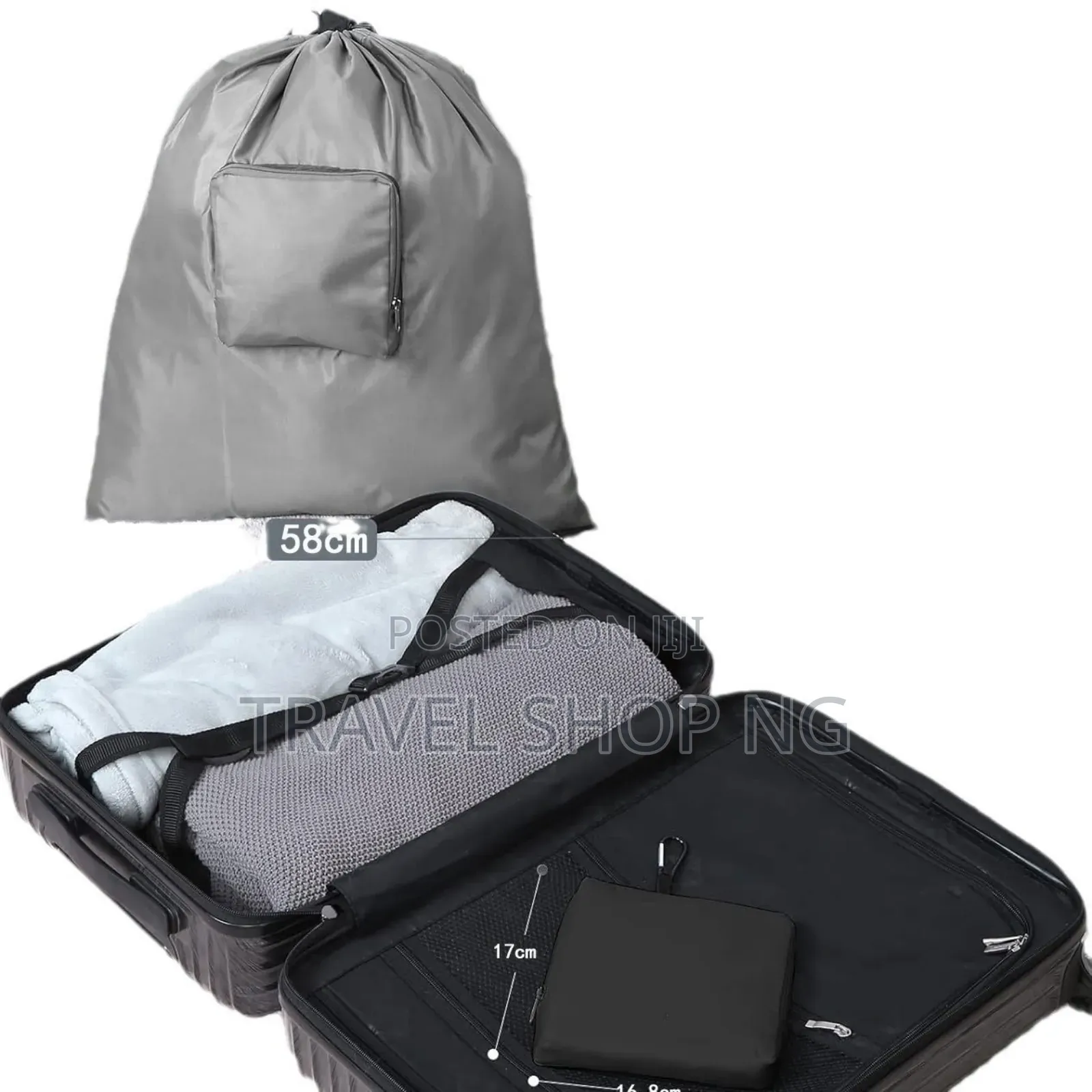 Foldable Travel Laundry Bag With Drawstring And Carabiner