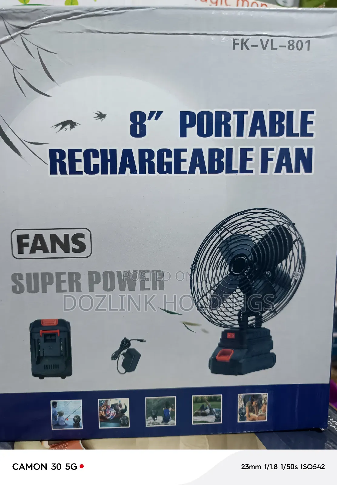 8" Double Battery Portable Rechargeable Fan