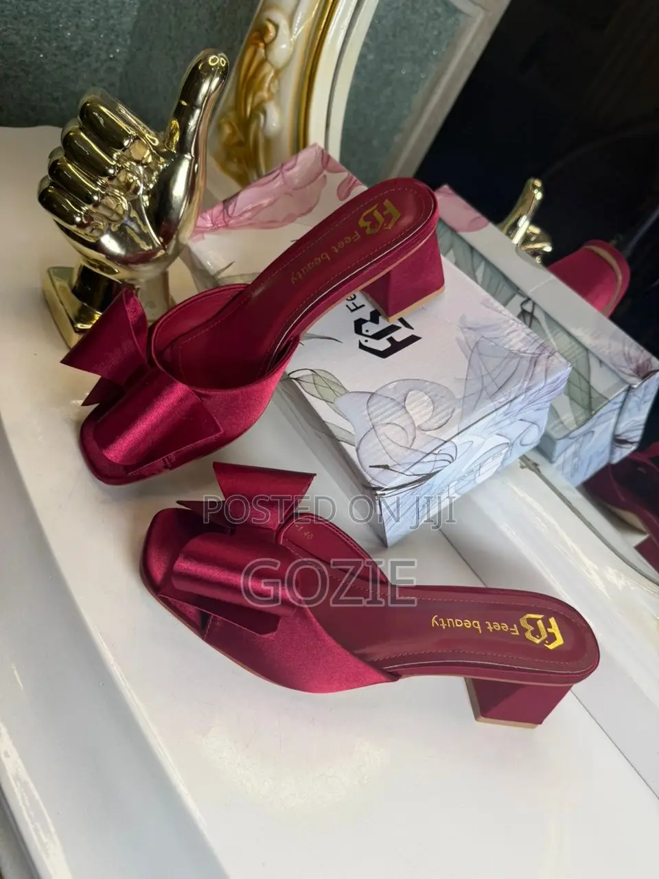 Luxury Plus Size Block Heel Slippers