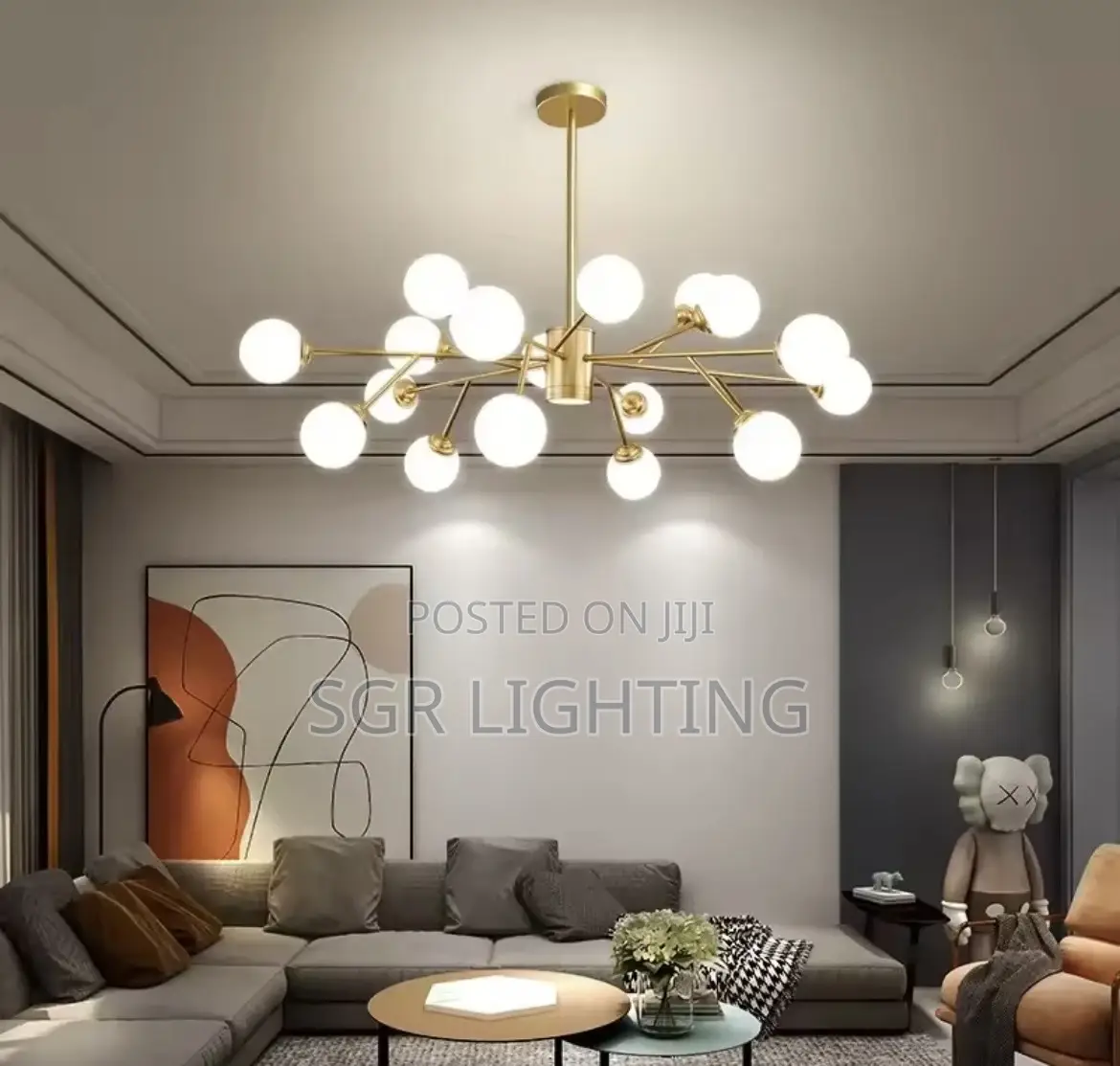 Luxury High-End Gold Black Led Chandelier