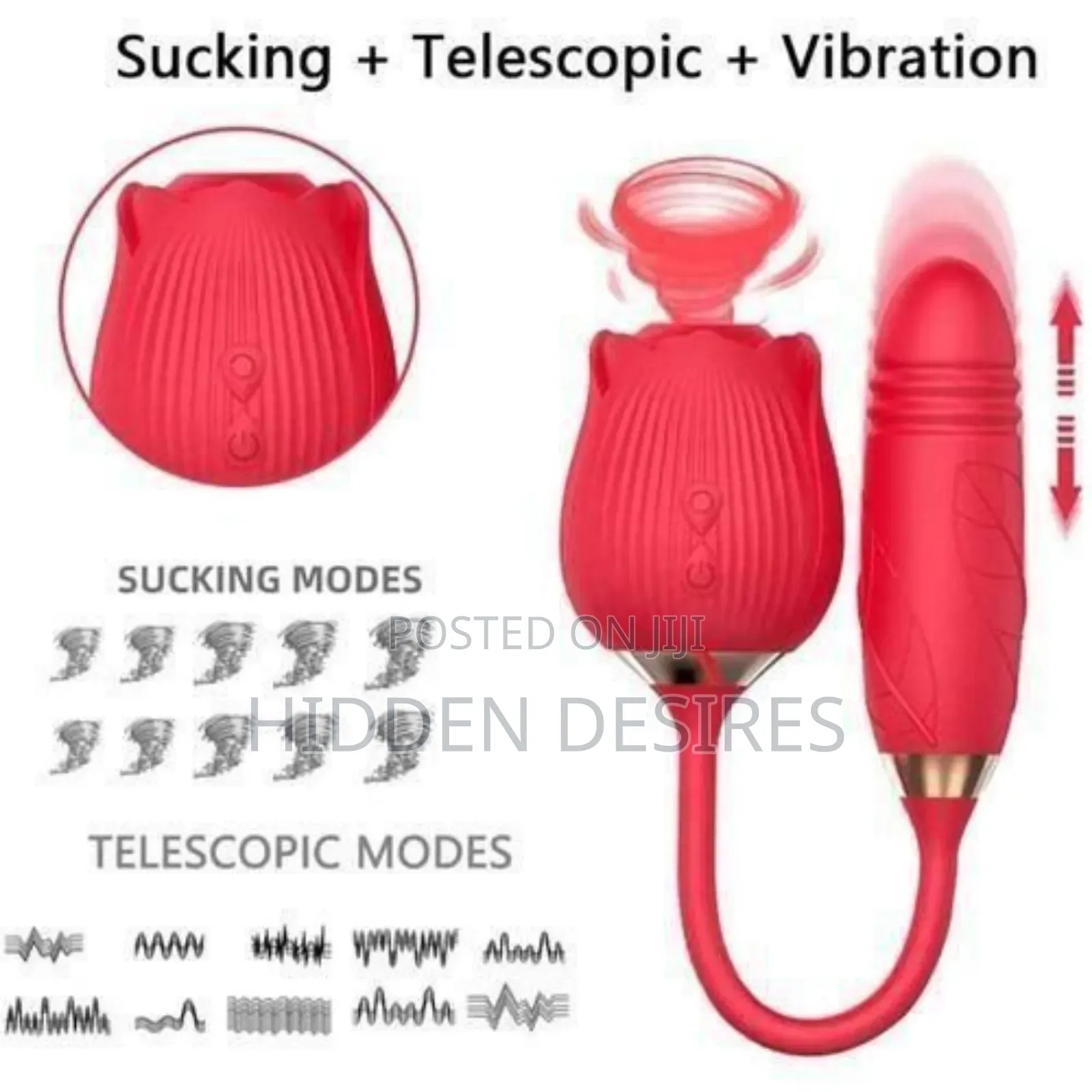 2-in-1 Thrusting Rose Vibrator for Women (Rechargeable)