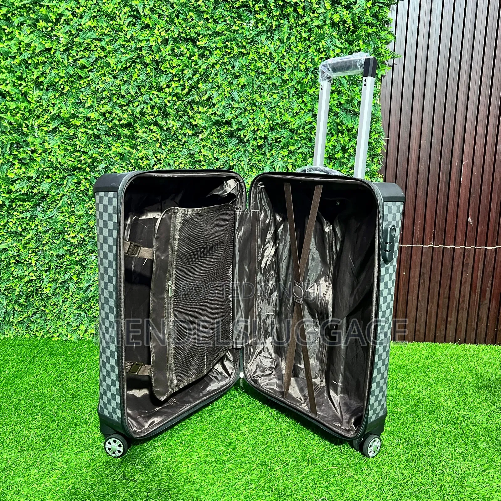 Title: 3-in-1 Luxury Checkered Hard Shell Travel Suitcase Set