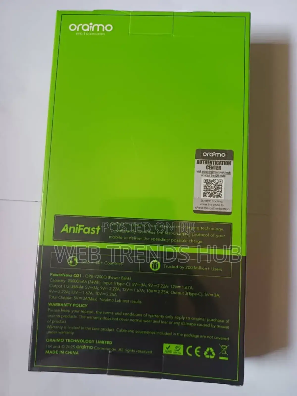 Oraimo Powernova Q21 20,000mah (Opb-7200q) 22.5w Powerbank