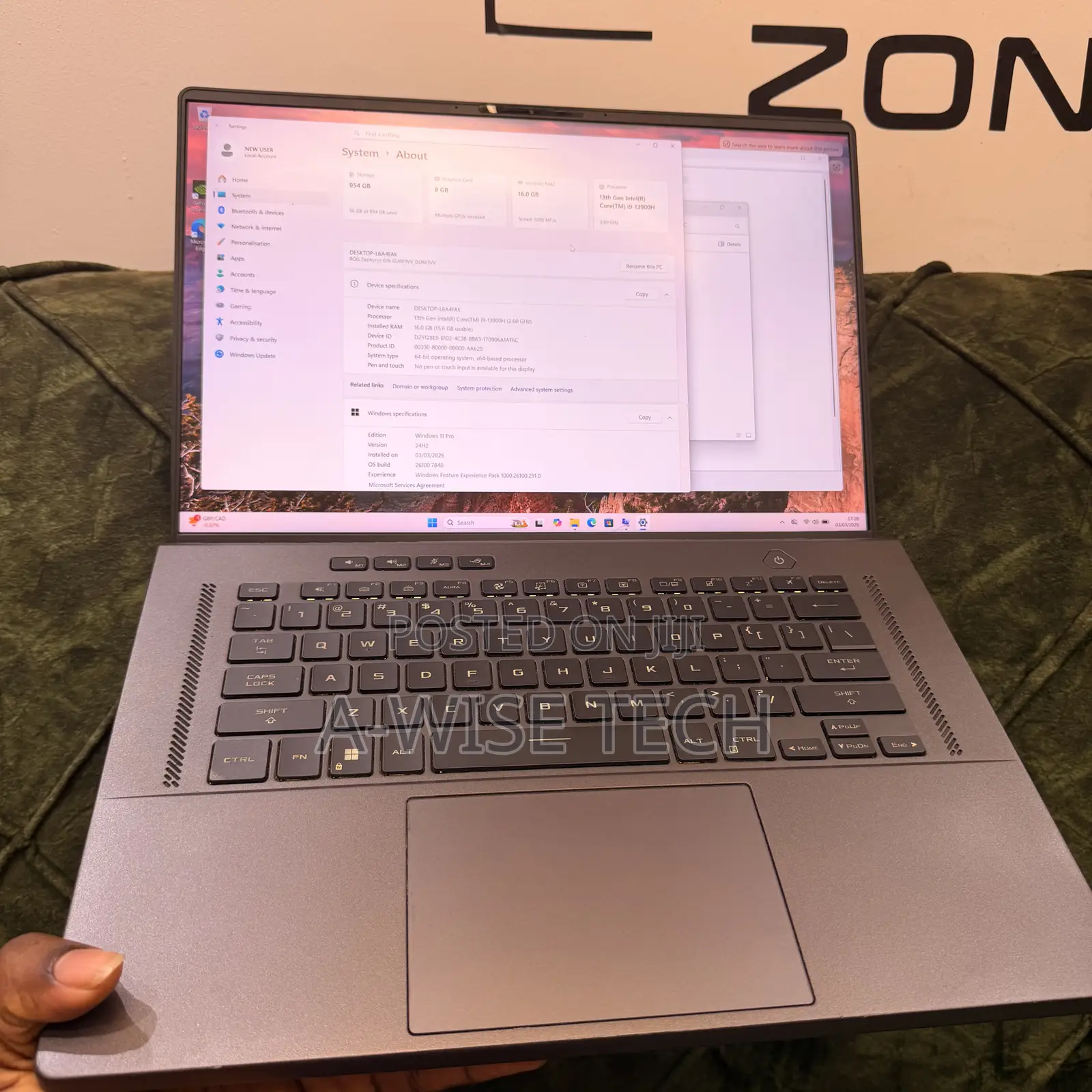 Laptop Asus ROG Zephyrus G16 16GB Intel Core i9 SSD 1T