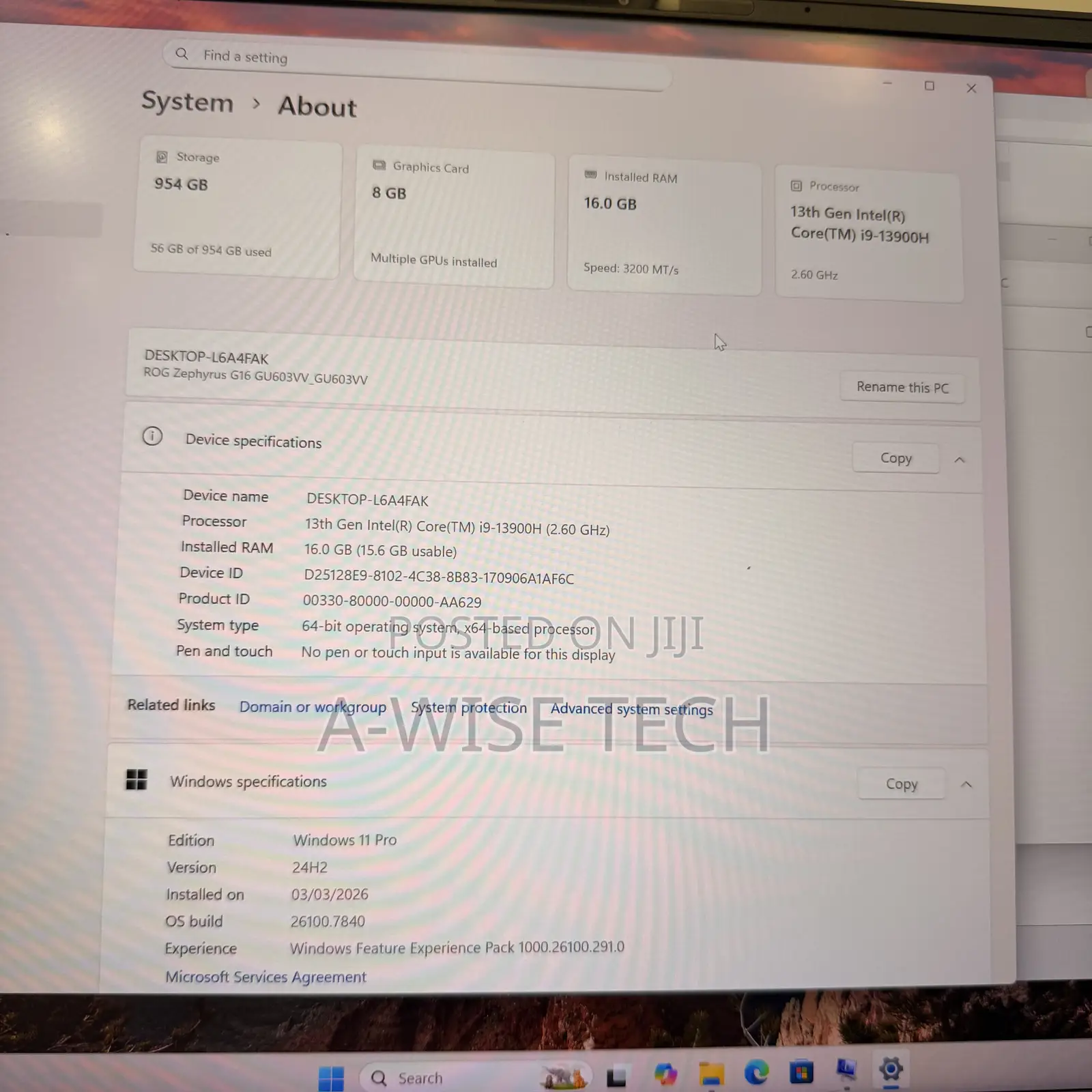 Laptop Asus ROG Zephyrus G16 16GB Intel Core i9 SSD 1T