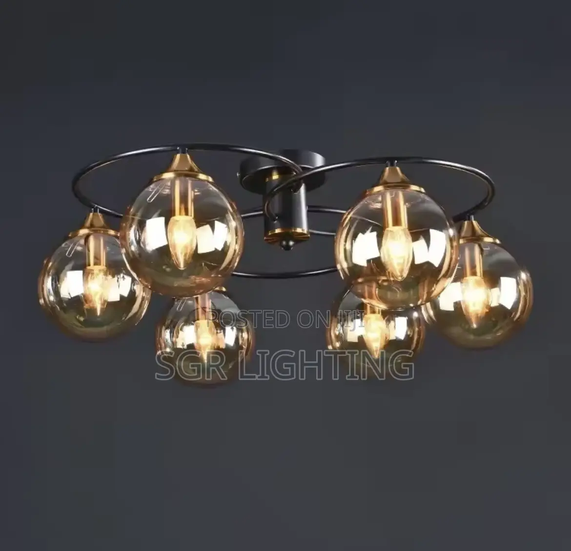Smoky Gray/Amber Glass Ball Lampshade