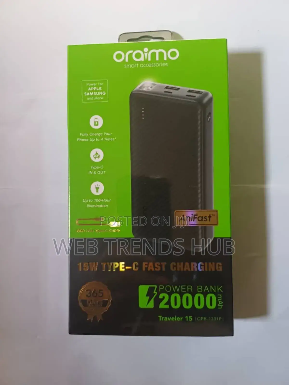 Oraimo 20,000mah Traveler 15 Powerbank (Opb-1201p) 15w Fast Charging