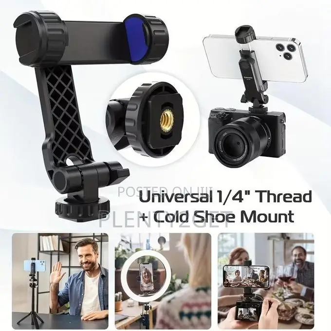 Mobile Phone Holder Mobile Phone Clip With 2 Cold Shoes 360 Degree Rot